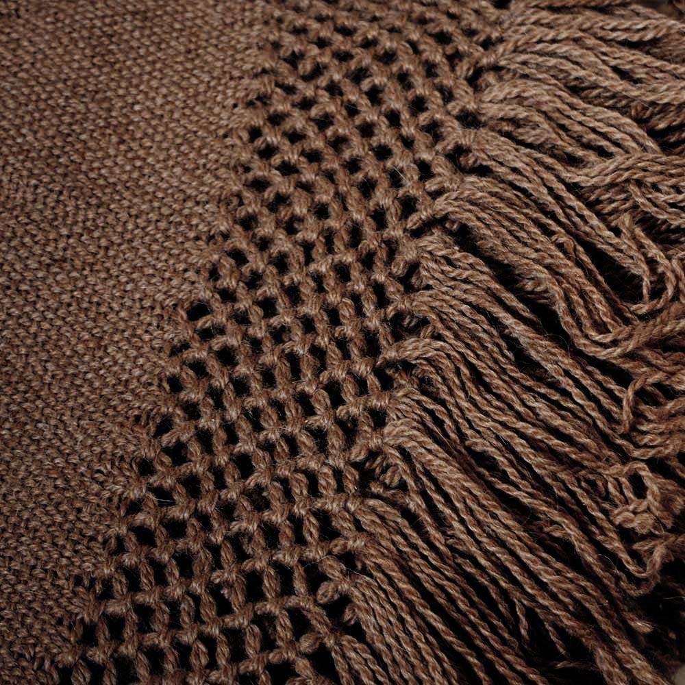 Plaid tissé main 100% pure laine de lama marron