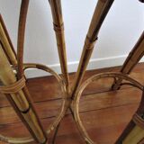 Pair of rattan bar stools and vintage bamboo