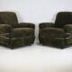 Paire de fauteuils "Space Age", velours marron et acier, France, circa 1970.