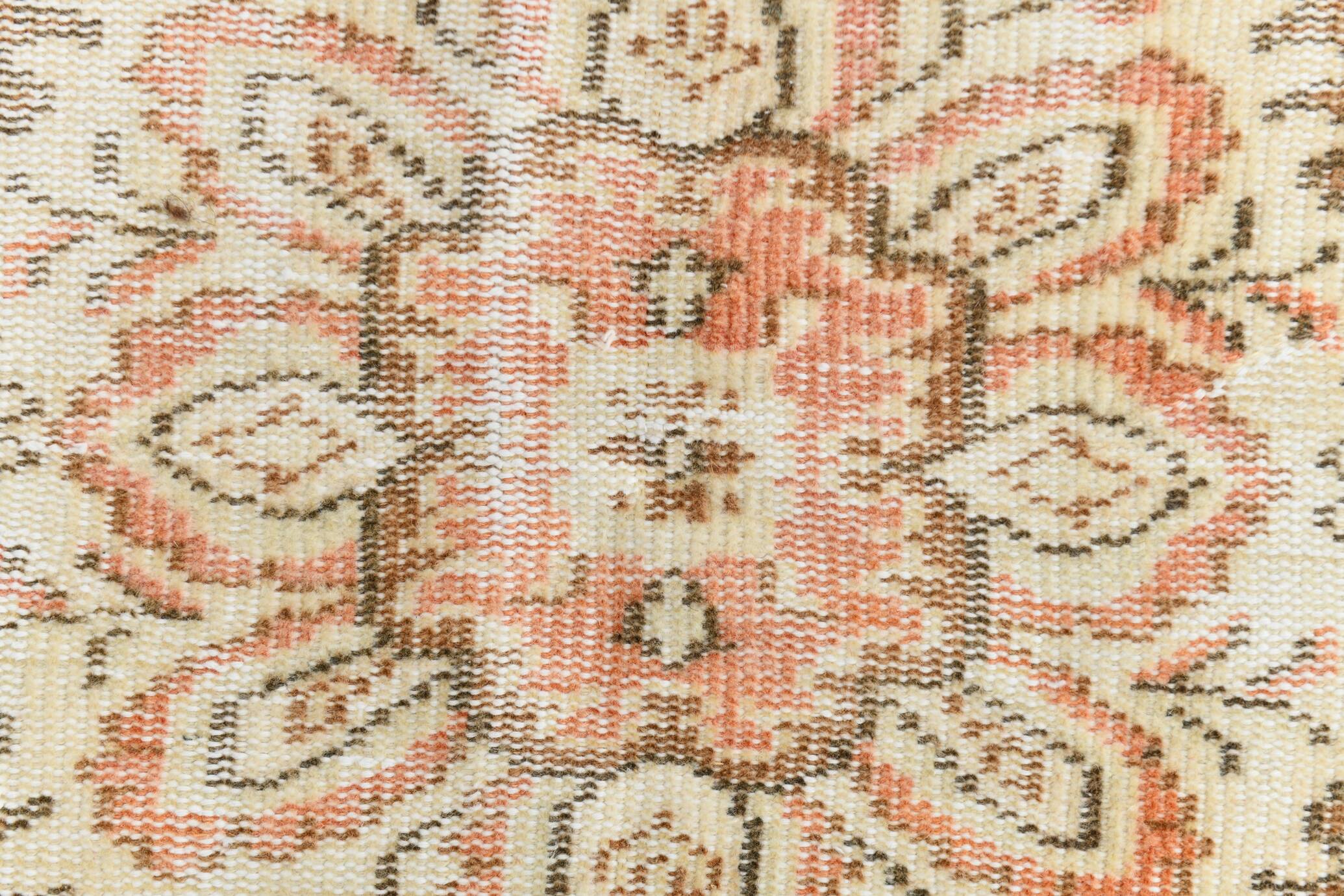 4x7 Peach & Beige Oriental Turkish Vintage Rug, 134x220Cm
