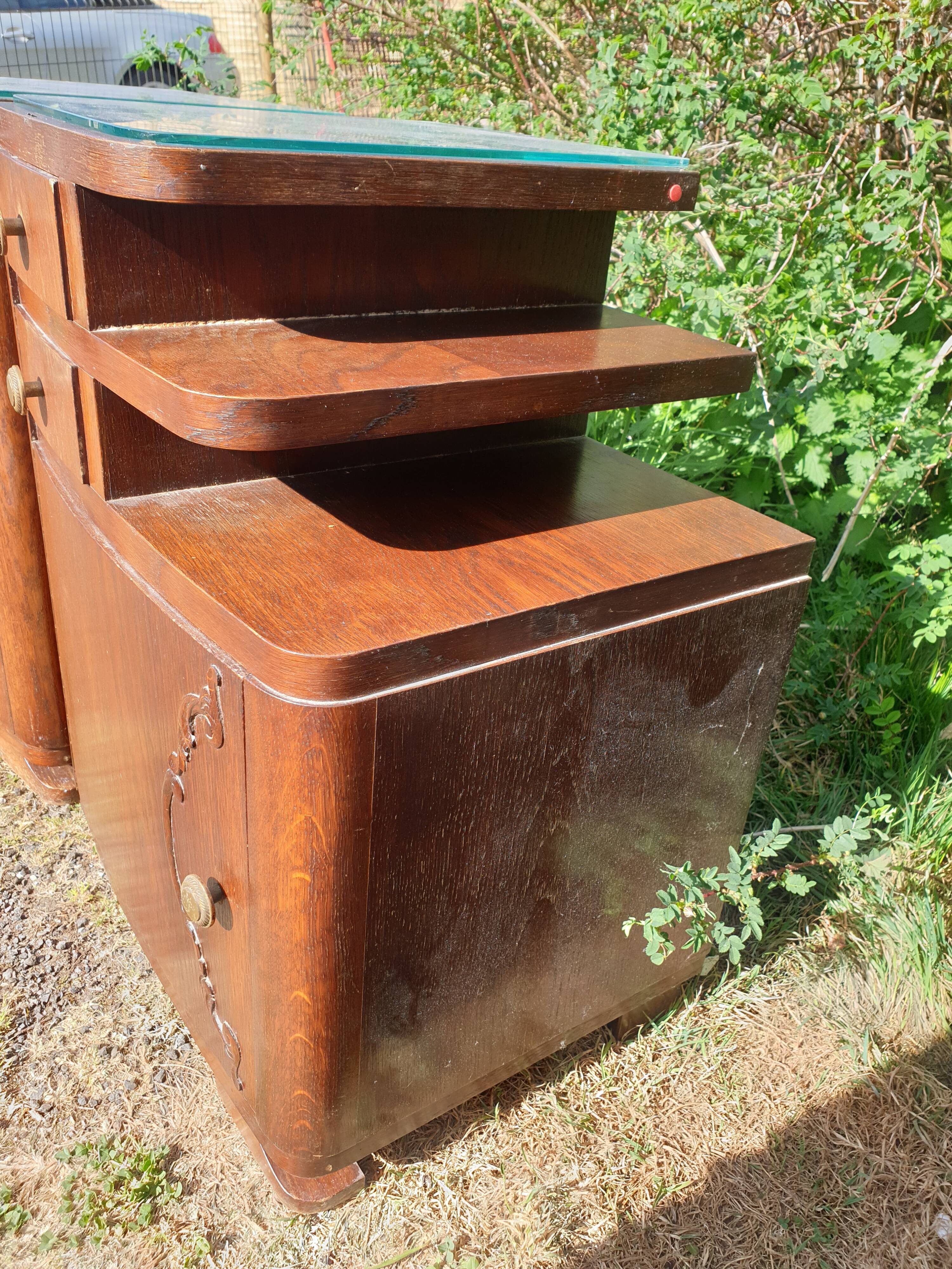 pair of art DECO oak bedside table