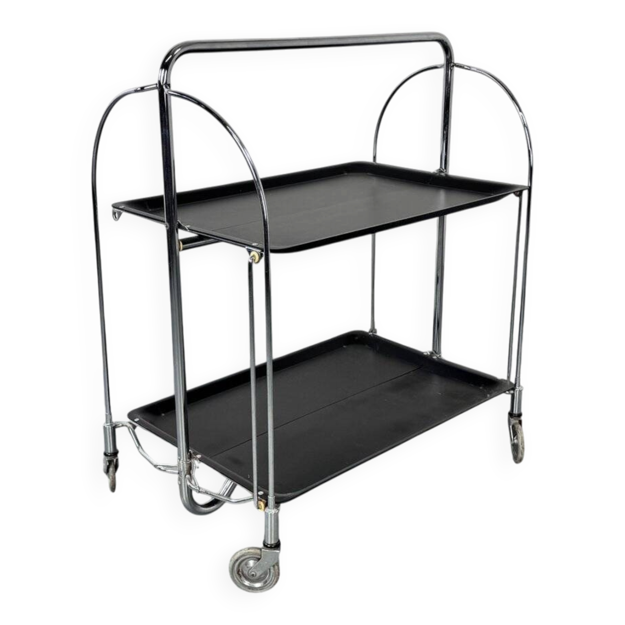 Mid-century Bauhaus Dinett foldable serving trolley from Bremshey Solingen, 1960s