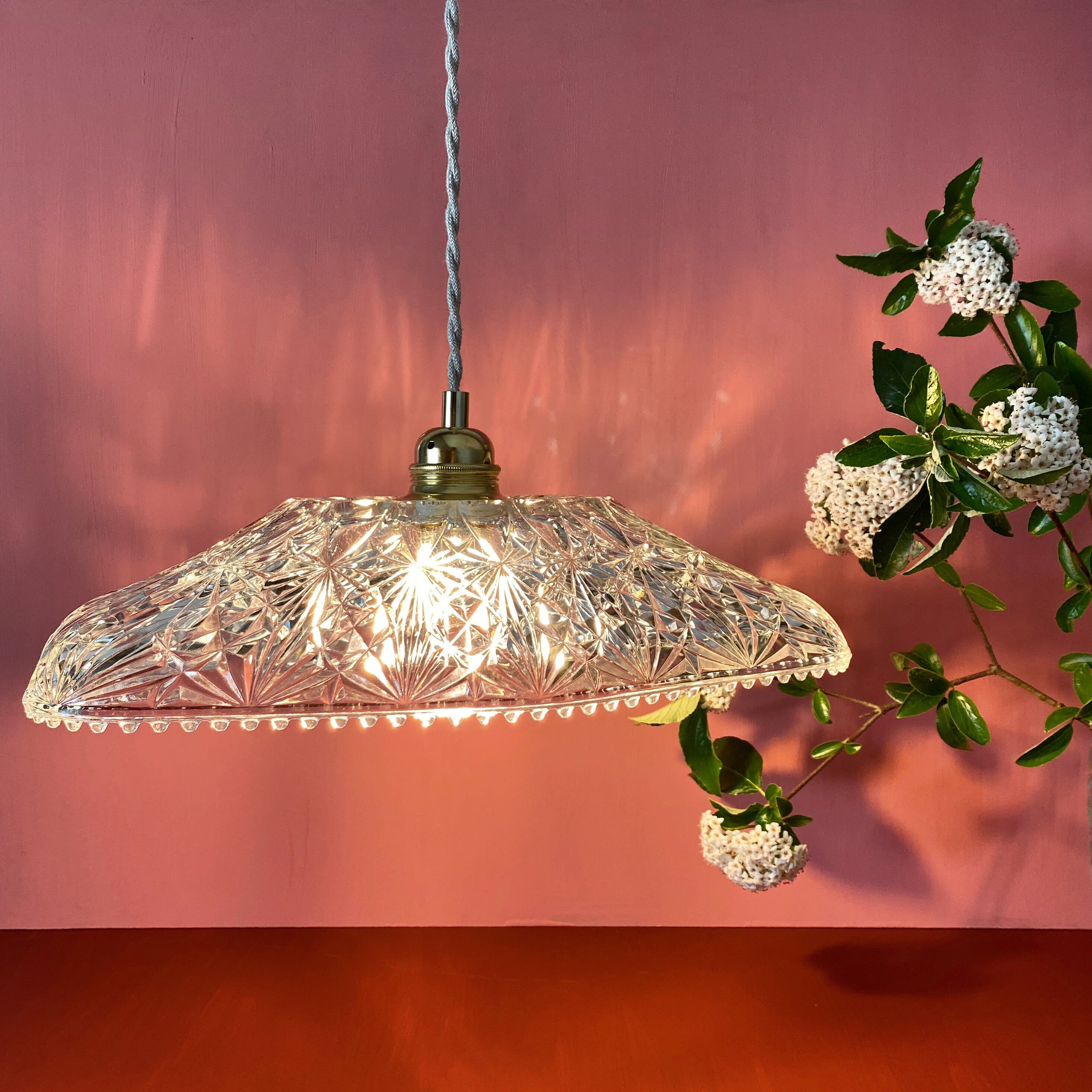 Vintage molded glass lampshade pendant lamp