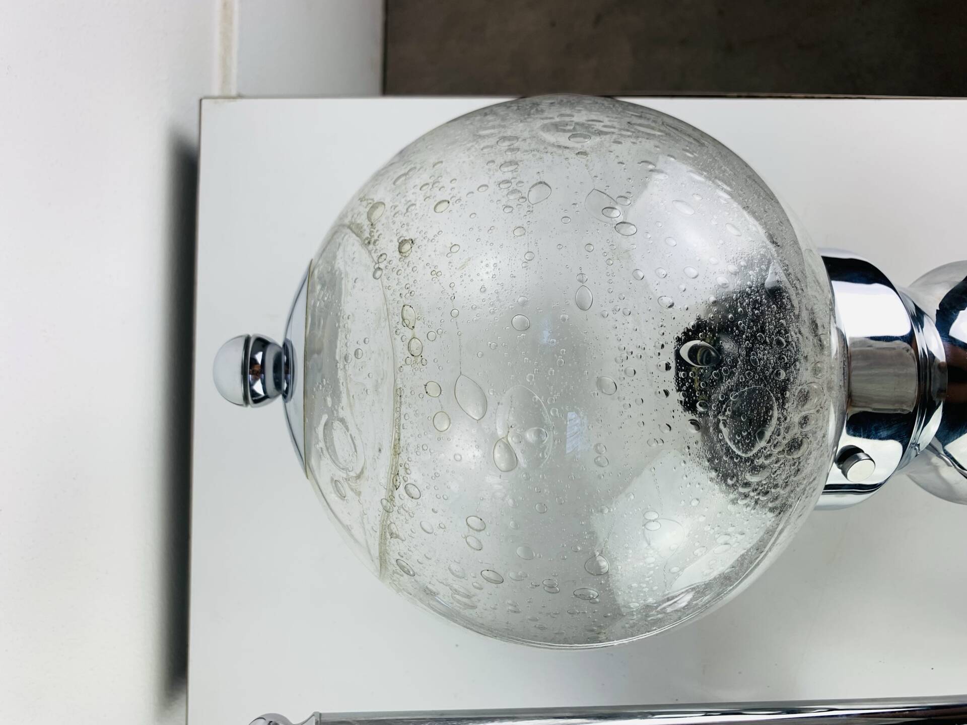 XL chrome and bubbled glass wall light Limburg, 1970s