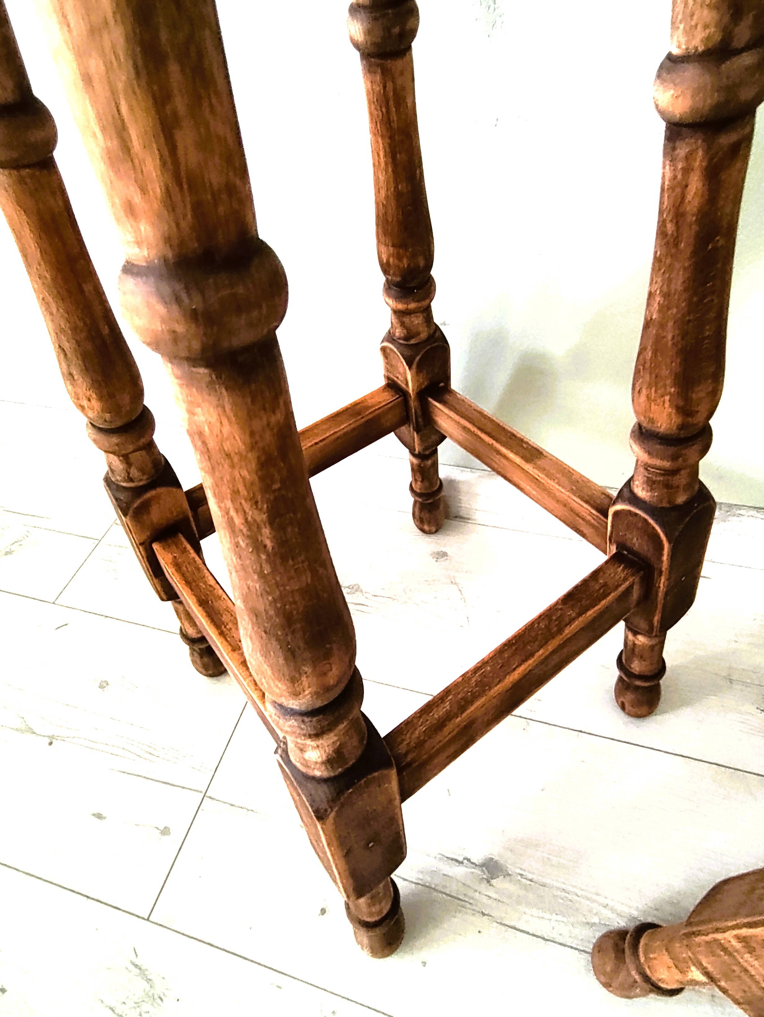 Pair of antique high stools in solid wood