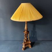 Antique lamp in gilded carved wood, tripod, Napoleon III, 19th century