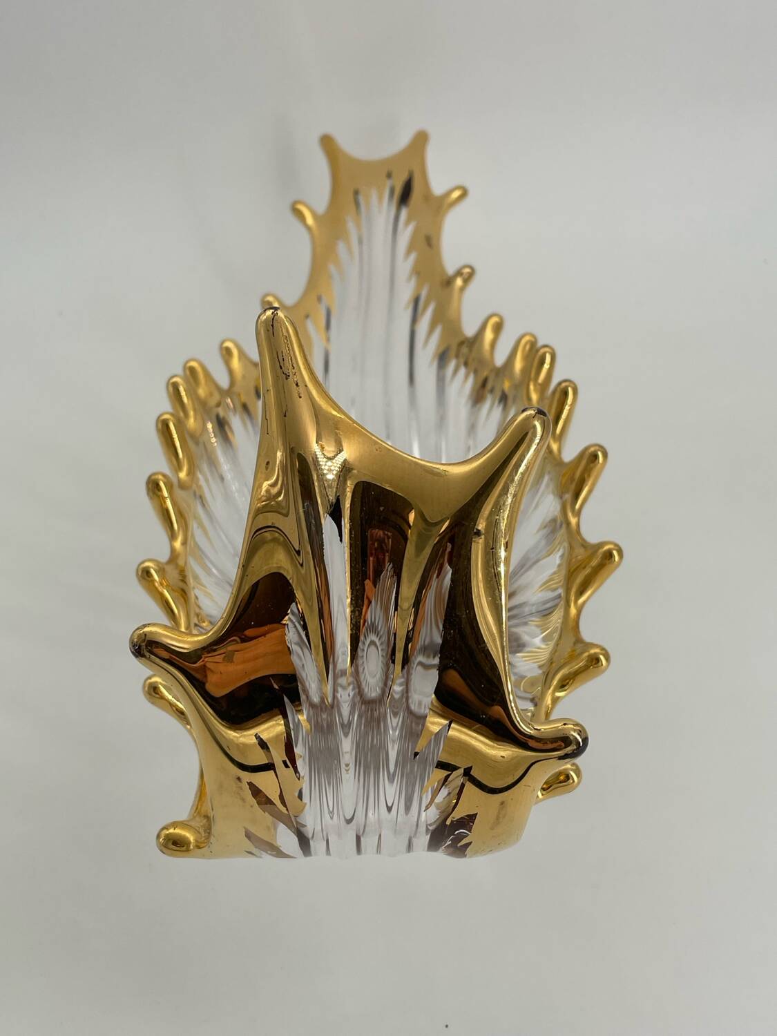 Old Bayel golden crystal vase or fruit bowl