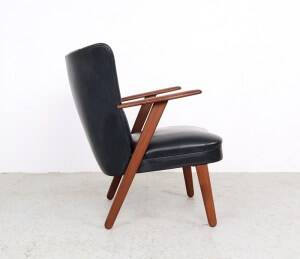Danish teak and skai armchairs, Erhardsen & Andersen 1960s