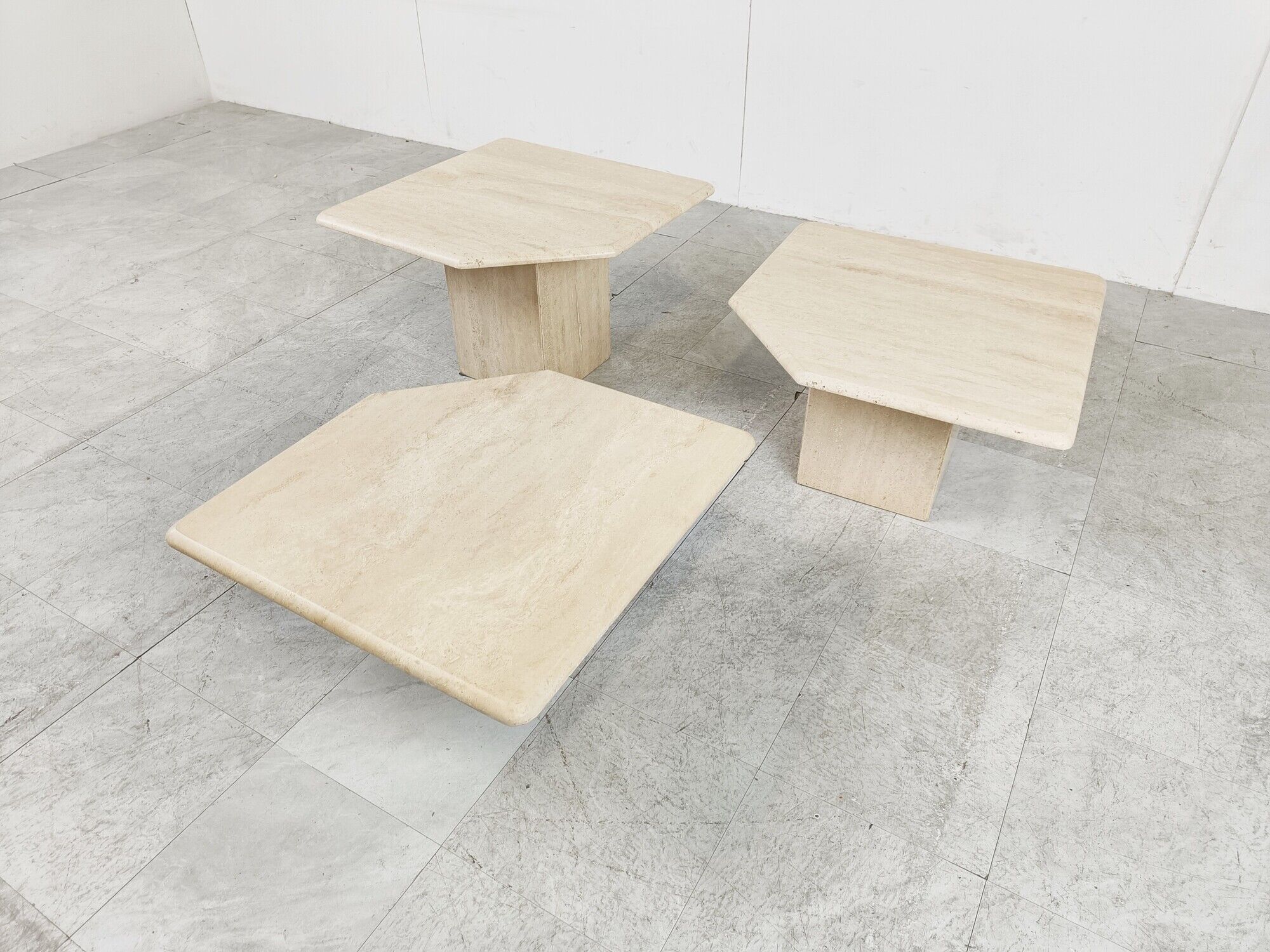 Vintage travertine nesting tables or side tables, 1970s
