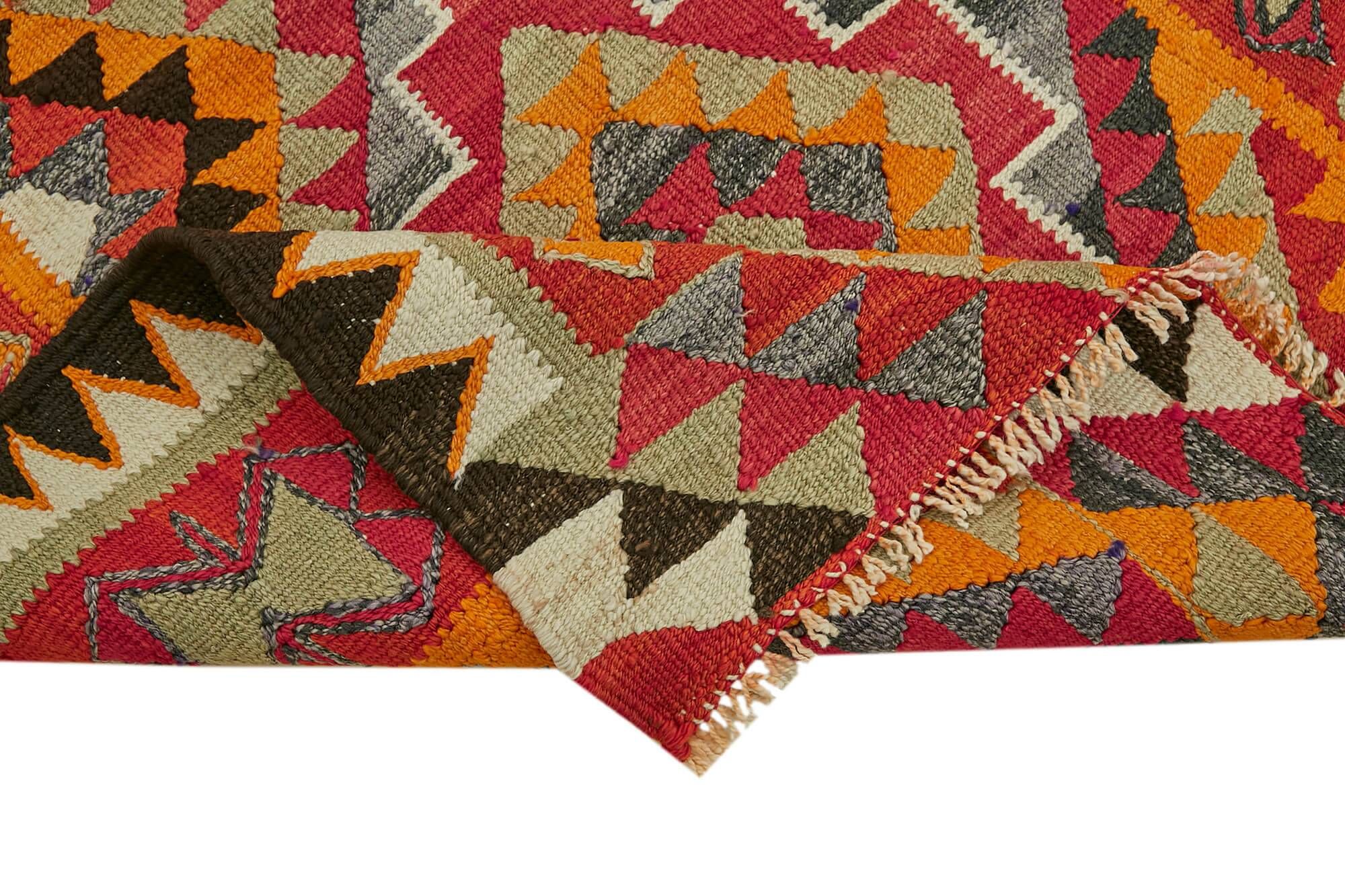 Turkish Handwoven Vintage Herki Kilim 100 cm x 326 cm
