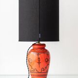 Ceramic table lamp Dutch Orange Gouda “Tokio”, 1970s, black linen shade