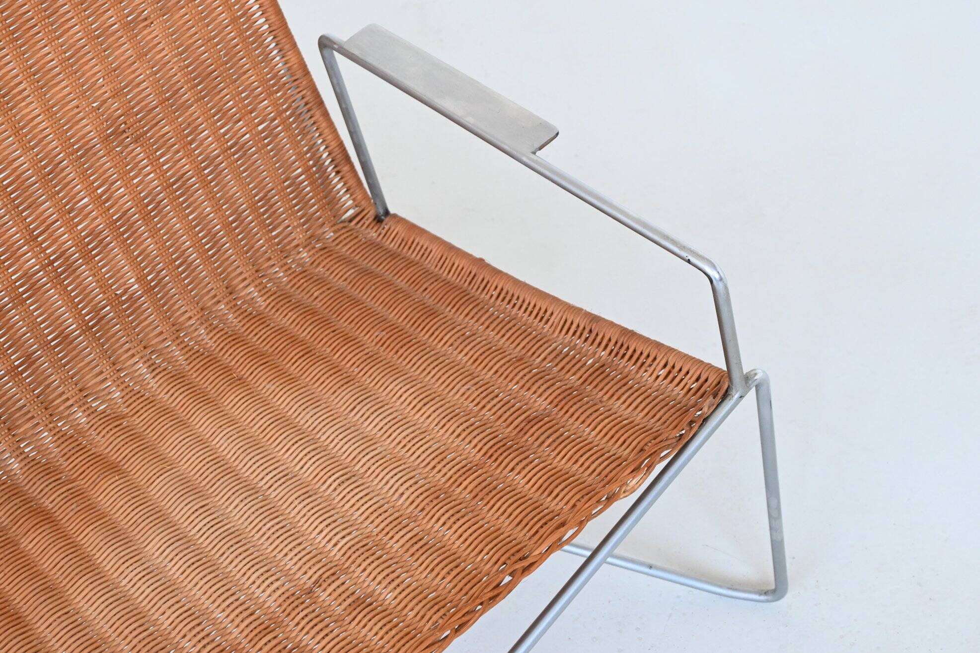 Pair of lounge chairs steel and rattan Gelderland The Netherlands 1964