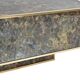 Marble glass coffee table with "solar eruption" decor.