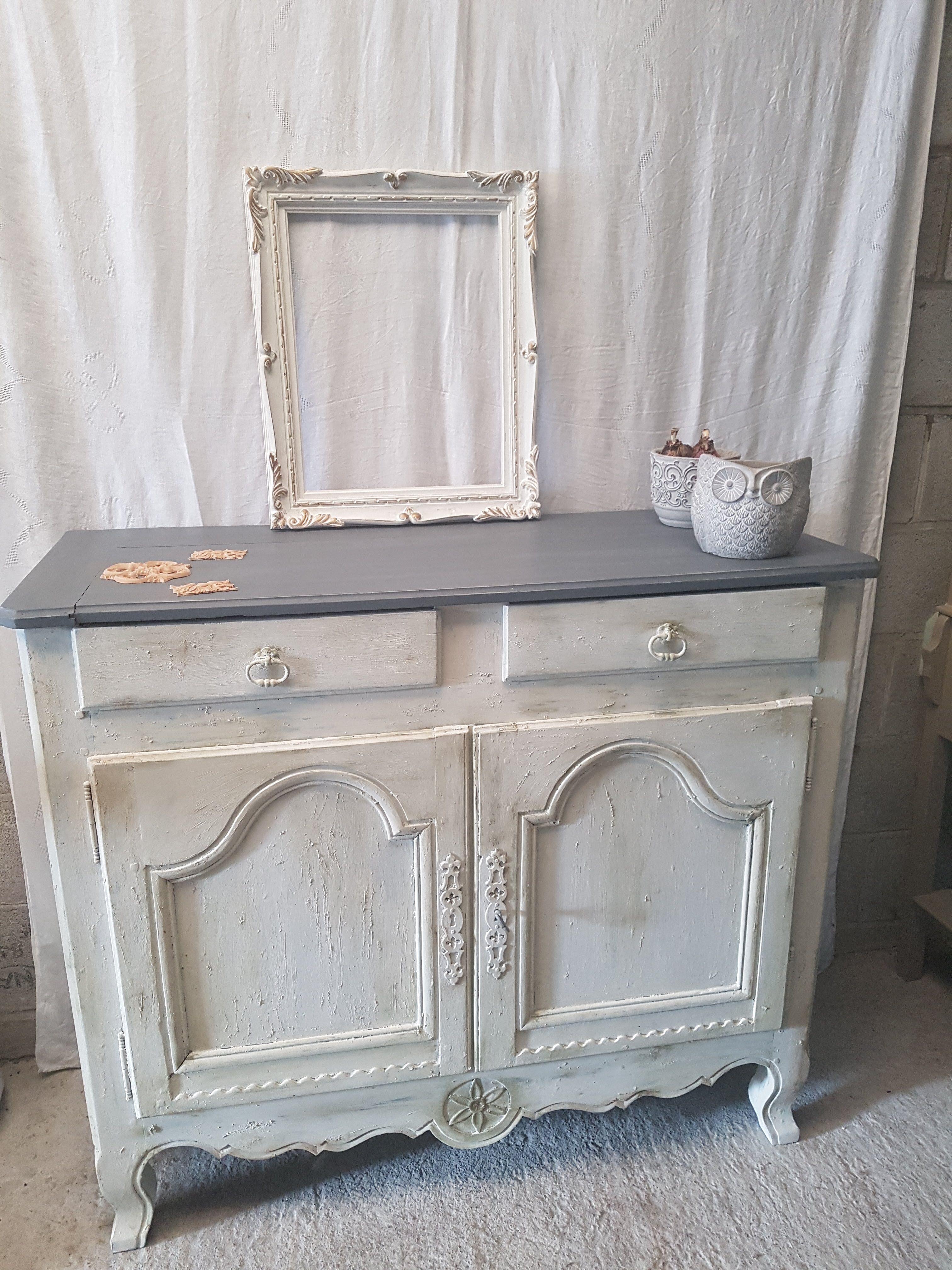 Furniture two doors and two drawers patinated