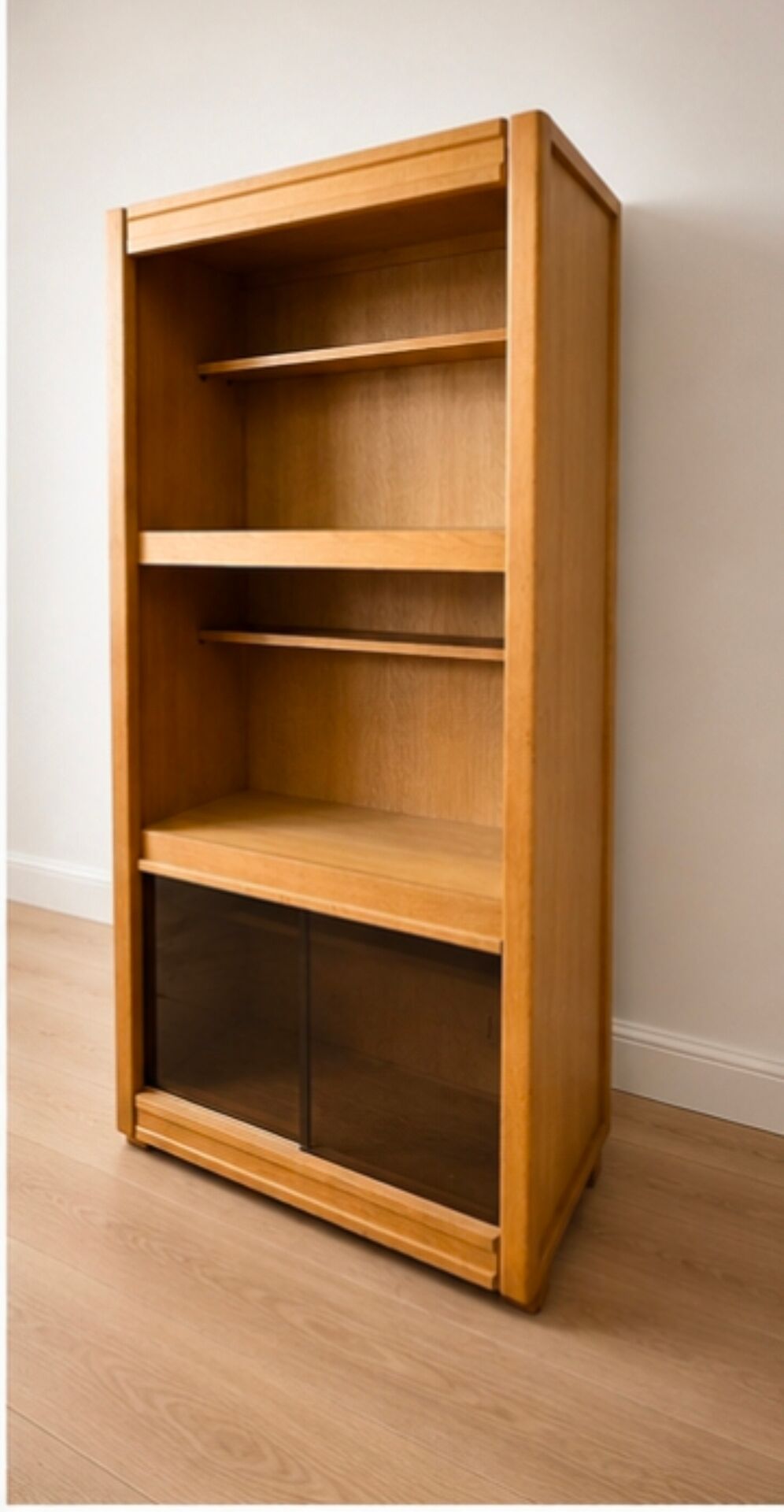 Living room shelf, bookcase with display cabinet by Guillerme and Chambron 1960