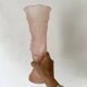 Pair of pink frosted glass torch vases, handmade, art deco