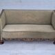 1950s, Danish curved sofa, furniture velour, oak wood.