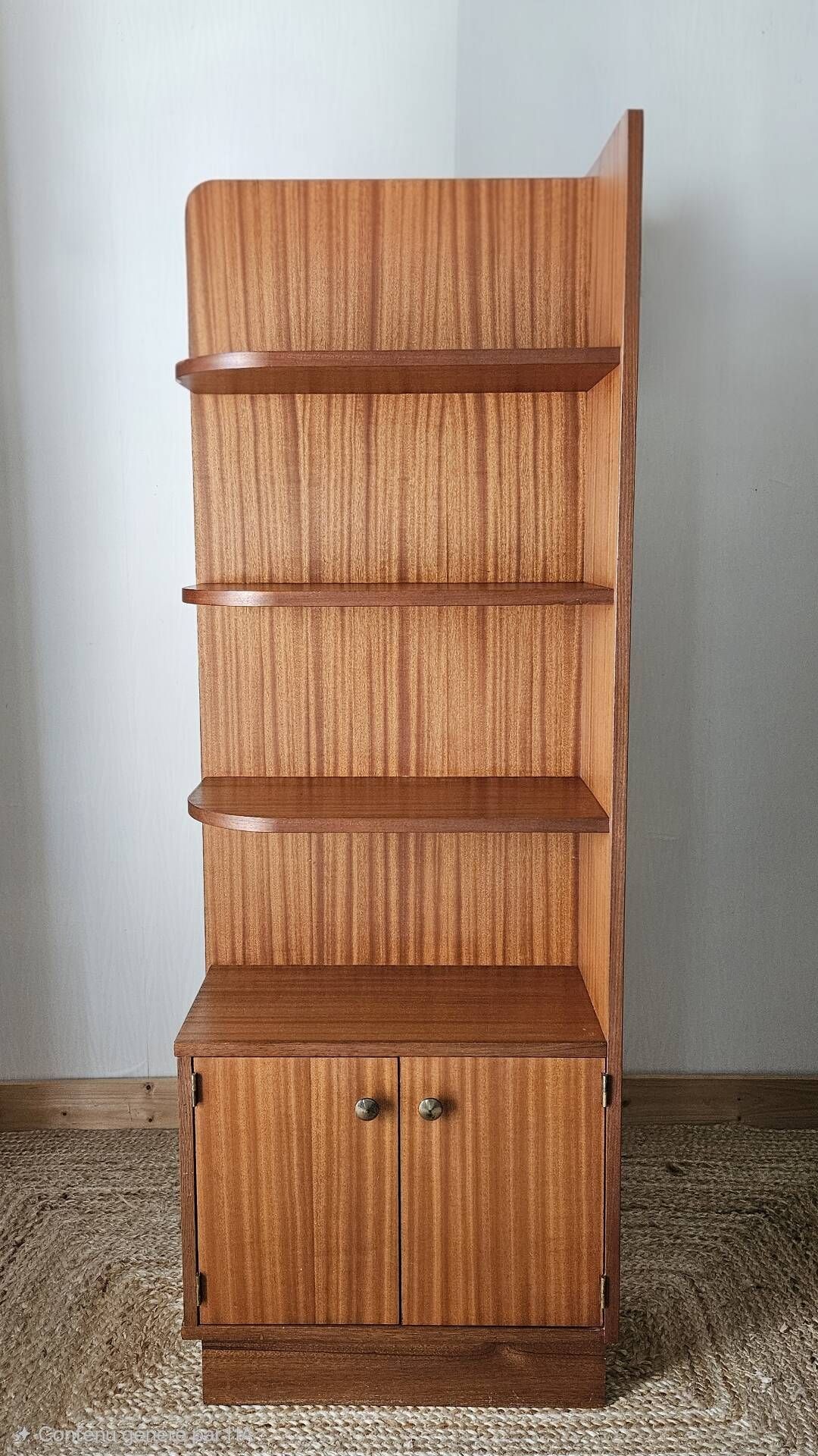 Vintage teak corner bookshelf