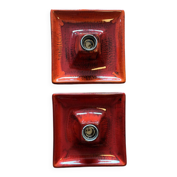 Pair of Hustadt Leuchten ceramic wall lights