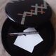 large round box in black lacquered wood Art Deco. Japan