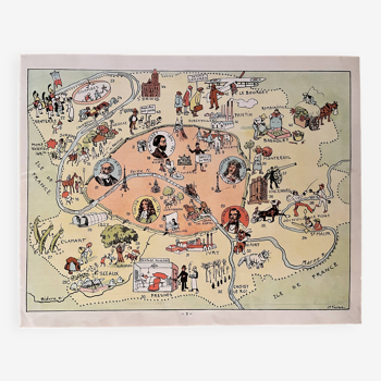 Affiche ancienne carte illustrée de Paris 1939 - JP Pinchon