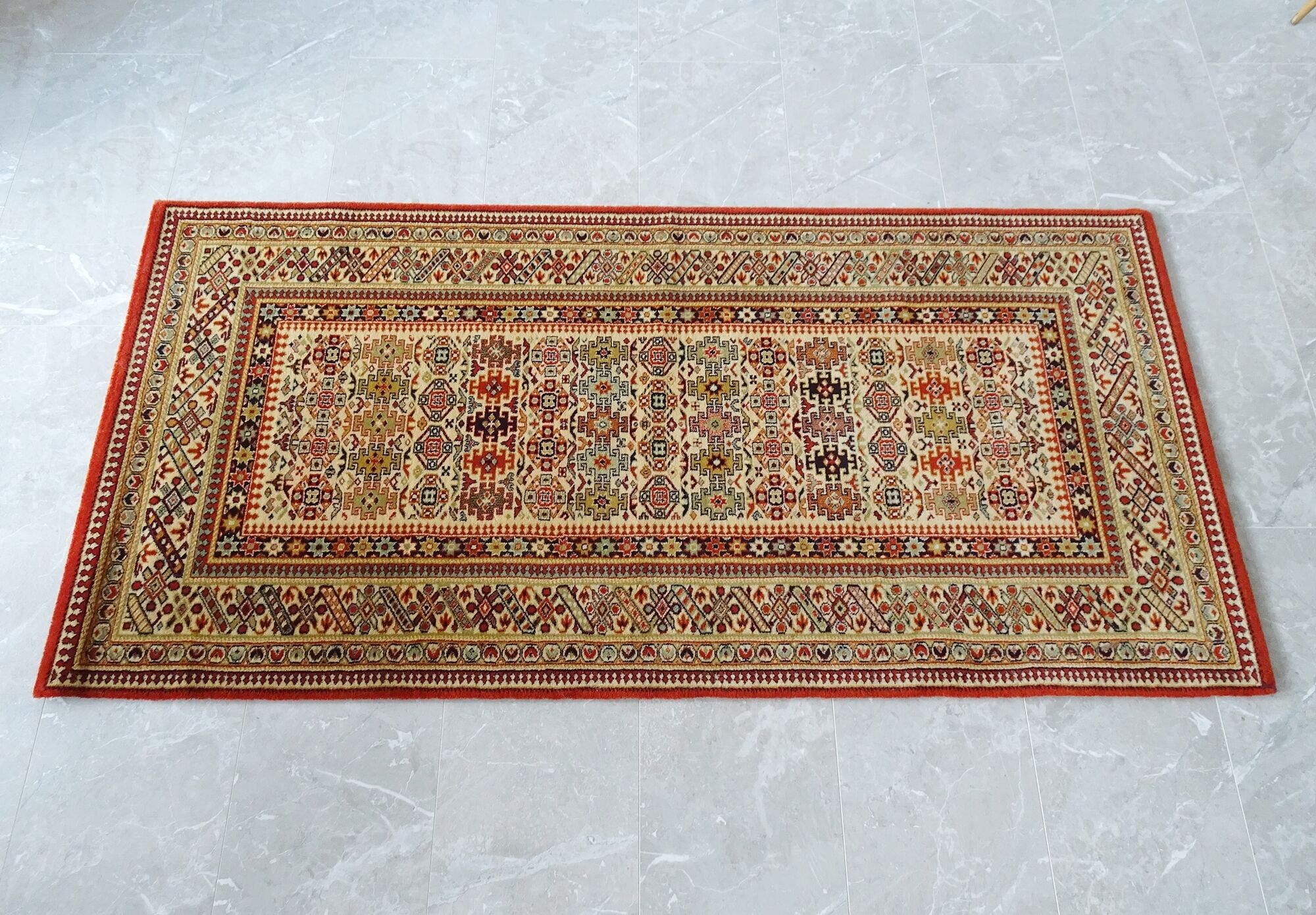 oriental vintage Keshan carpet Adoros, Persian carpet 86 x 180 cm