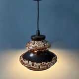 Brown and beige West Germany ceramic fat lava pendant lamp