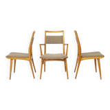 Set of 3 Vintage Beechwood Chairs, 2 Side & 1 Armchair, 1970s, Germany
