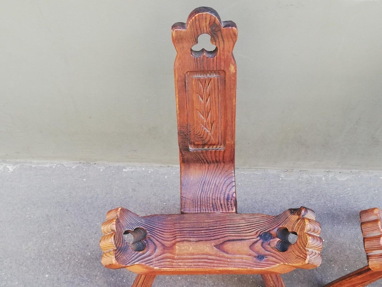 Pair of brutalist tripod stools