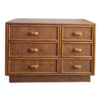 Commode en rotin, circa 1960