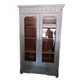 Old 2-door bookcase with chalk paint blue patina