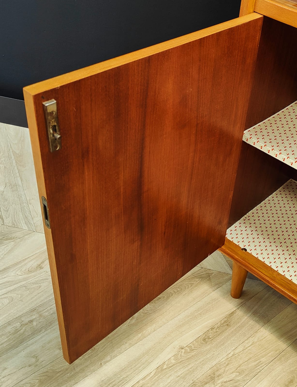 Mid century highboard vintage display cabinet, bookcase