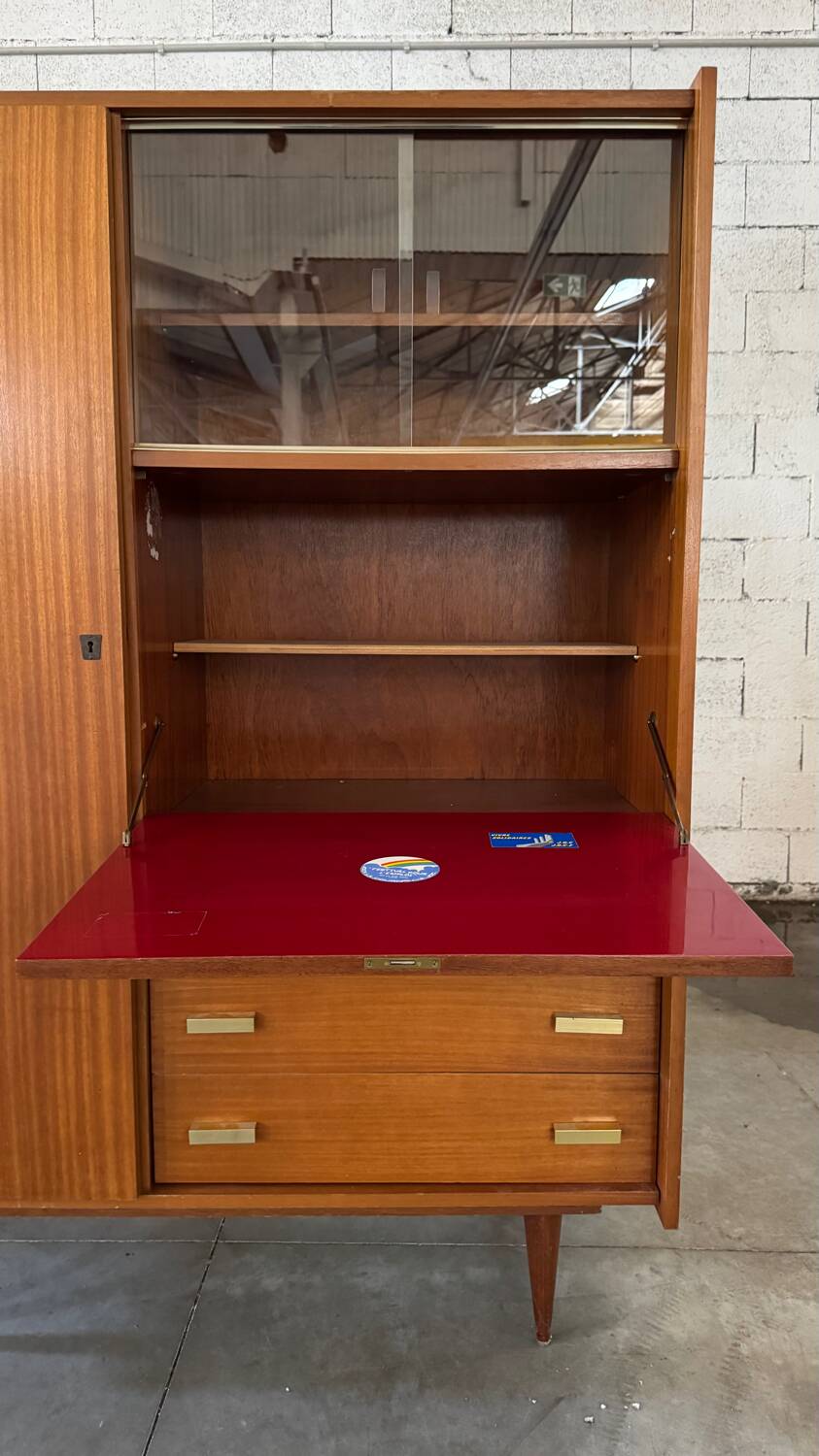 60/70 varnished wooden secretary cabinet