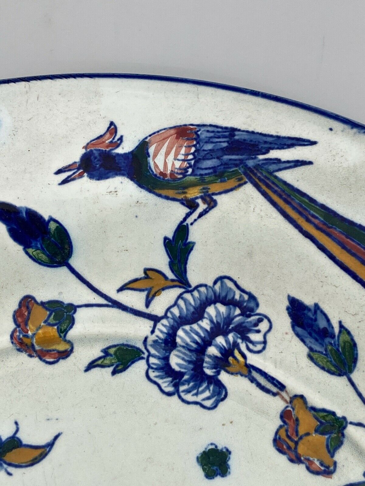 Plate gien with cornucopia decoration insect peacock butterfly