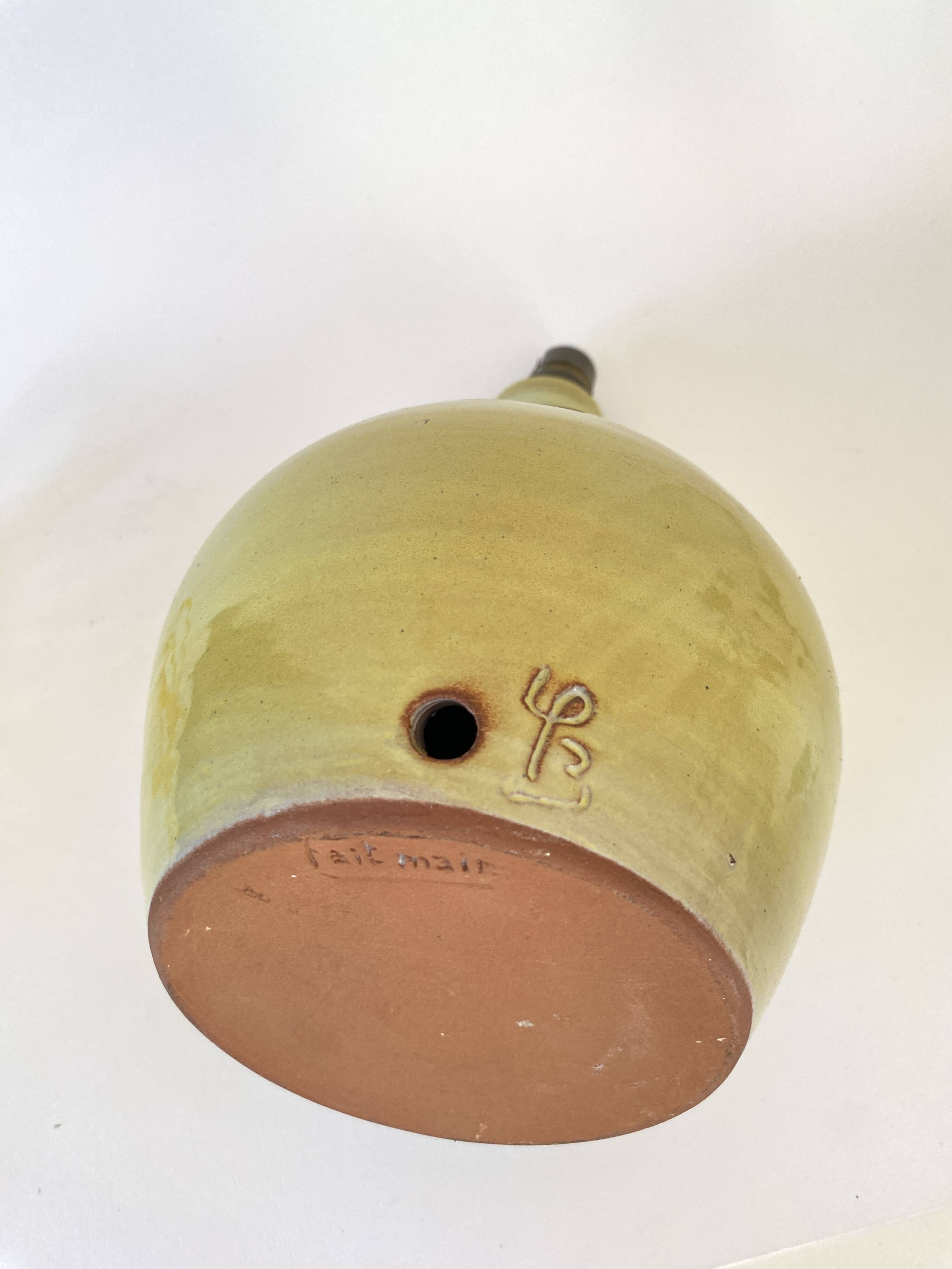 Lampe céramique, câble tressé neuf 2M, abat-jour tissu