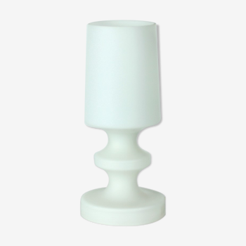 White Opaline Glass Table Lamp In Chessman Design, Stefan Tabery 1960s
