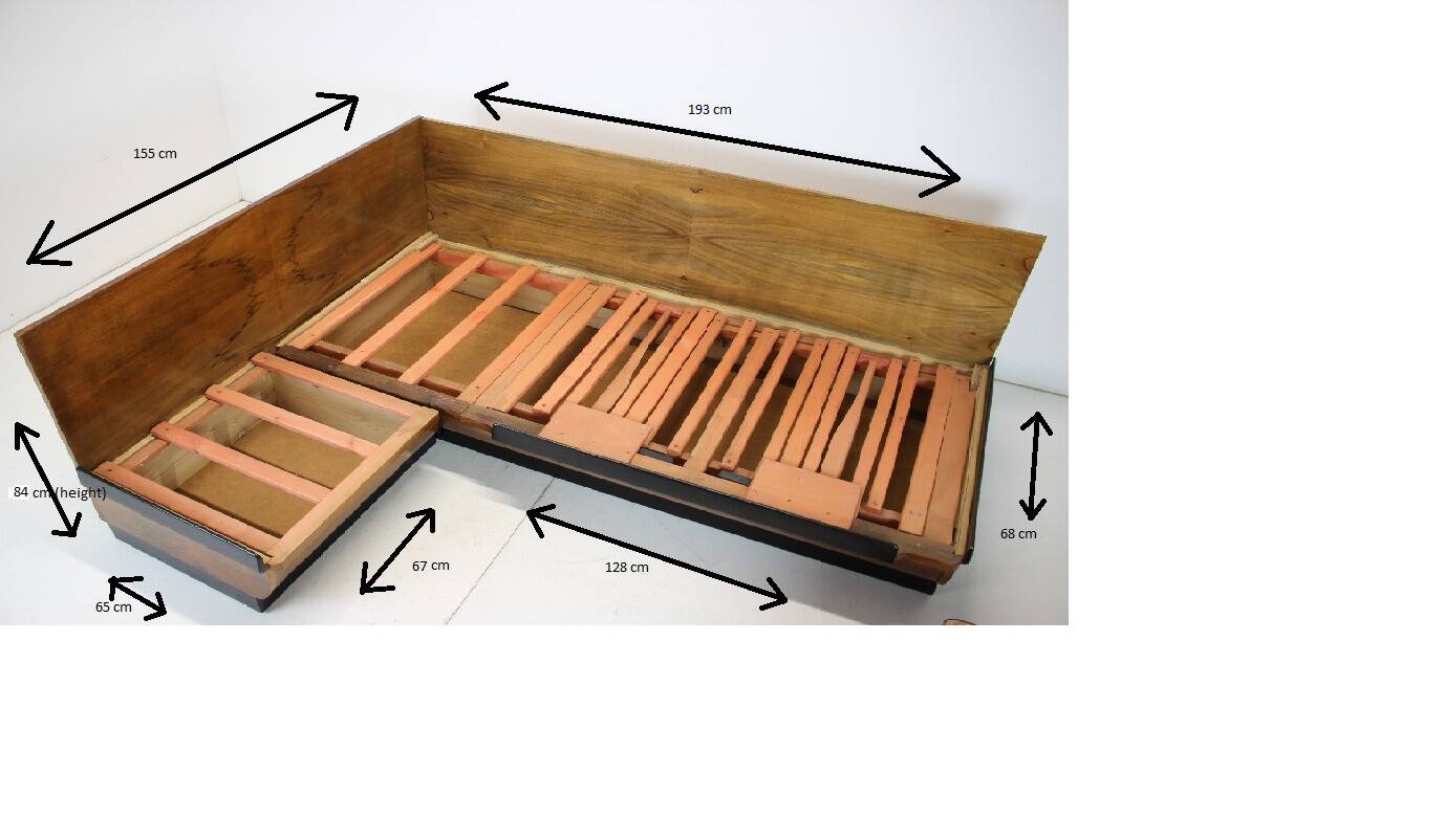 Rare Fabric Folding Sofa by Halabala for UP. Zavody, 1953, Czechoslovakia