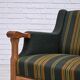 1970s, Danish armchair, green furniture wool, solid oak wood.