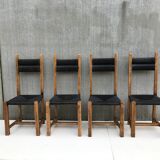 Suite de 4 chaises en paille circa 1960