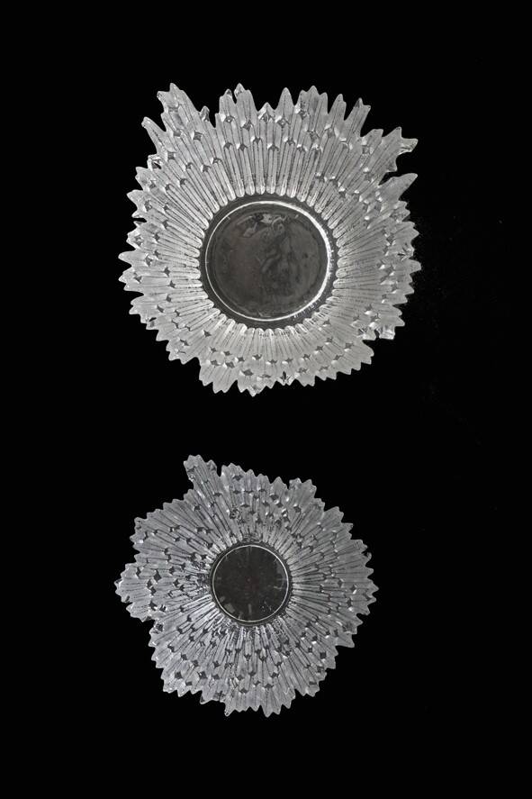 Set of 2 "Revontulet" / "Northern Lights" glass bowls by Tauno Wirkkala for Humppila / Finland / Mid Century Modern Design / 1960s