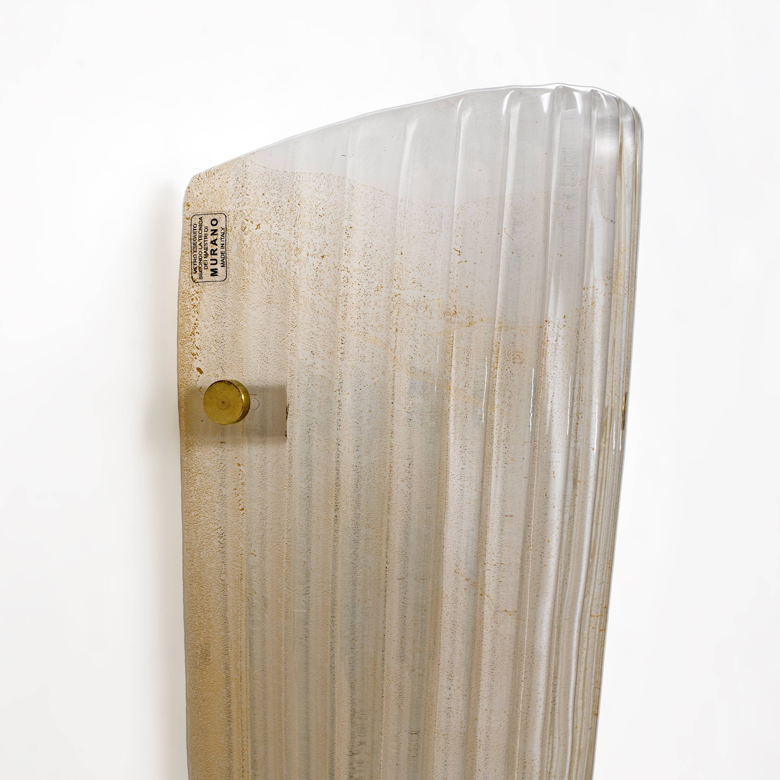 Pair of Murano Glass Sconces with Gold Dust Inclusions