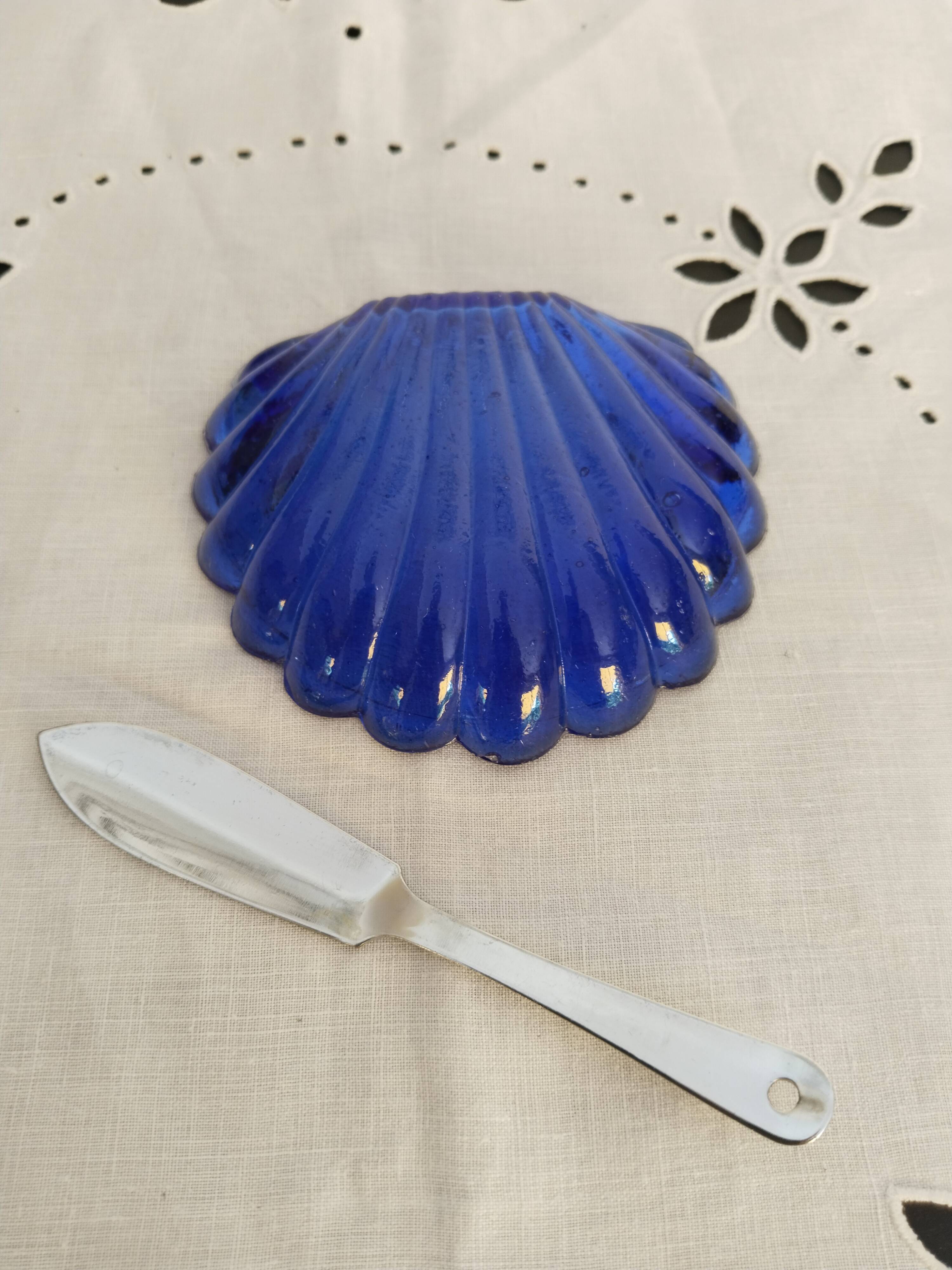 Beurrier coquille Saint Jacques en inox , années 50 , vintage