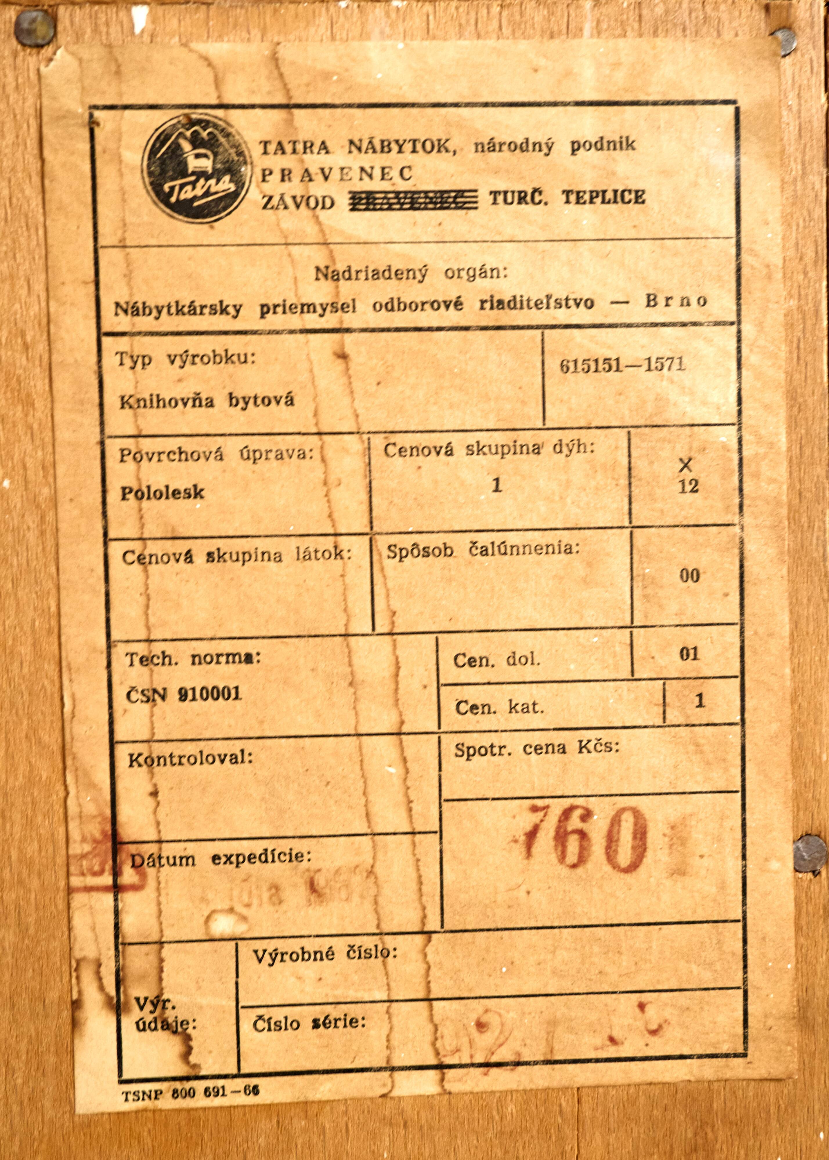 Bibliothèque / Vitrine vintage TATRA, années 1960, Tchécoslovaquie