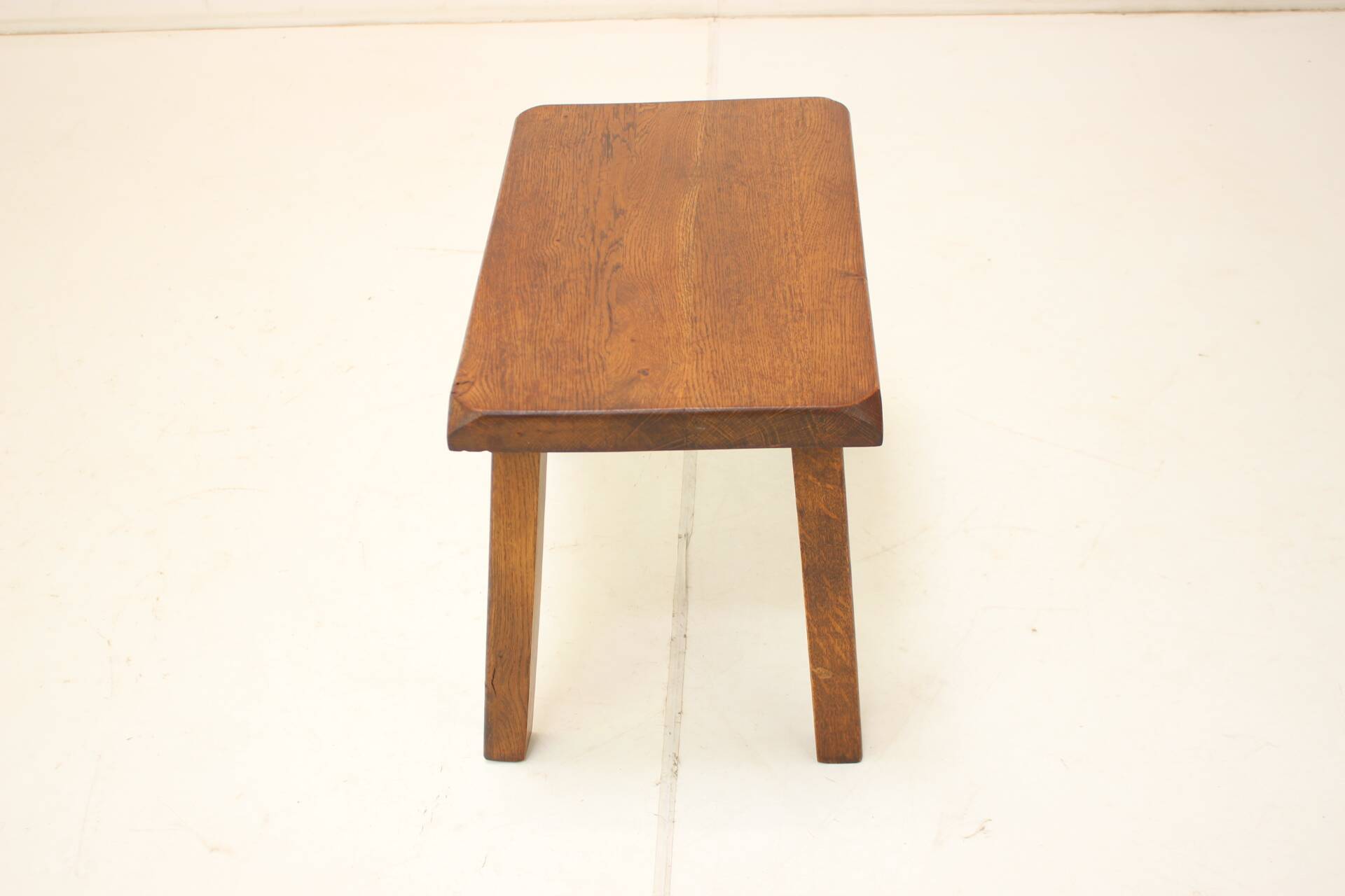 Midcentury Massive Wooden Stool, Czechoslovakia, 1970s