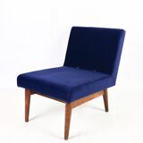 Dark blue velvet lounge chair, 1970s
