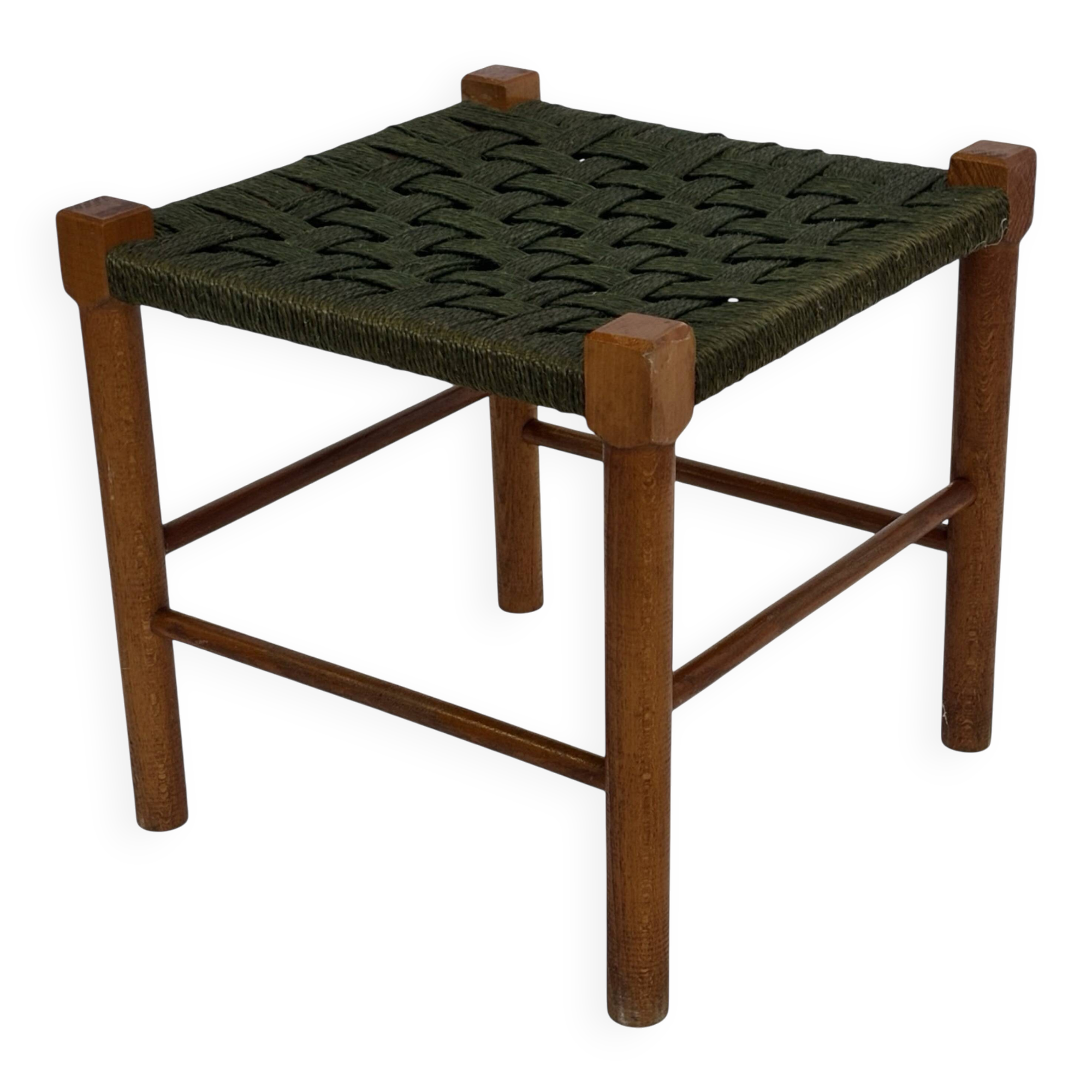 Vintage Stool Danish Papercord Rope Stool Mid Century
