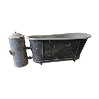 old bathtub with its stove