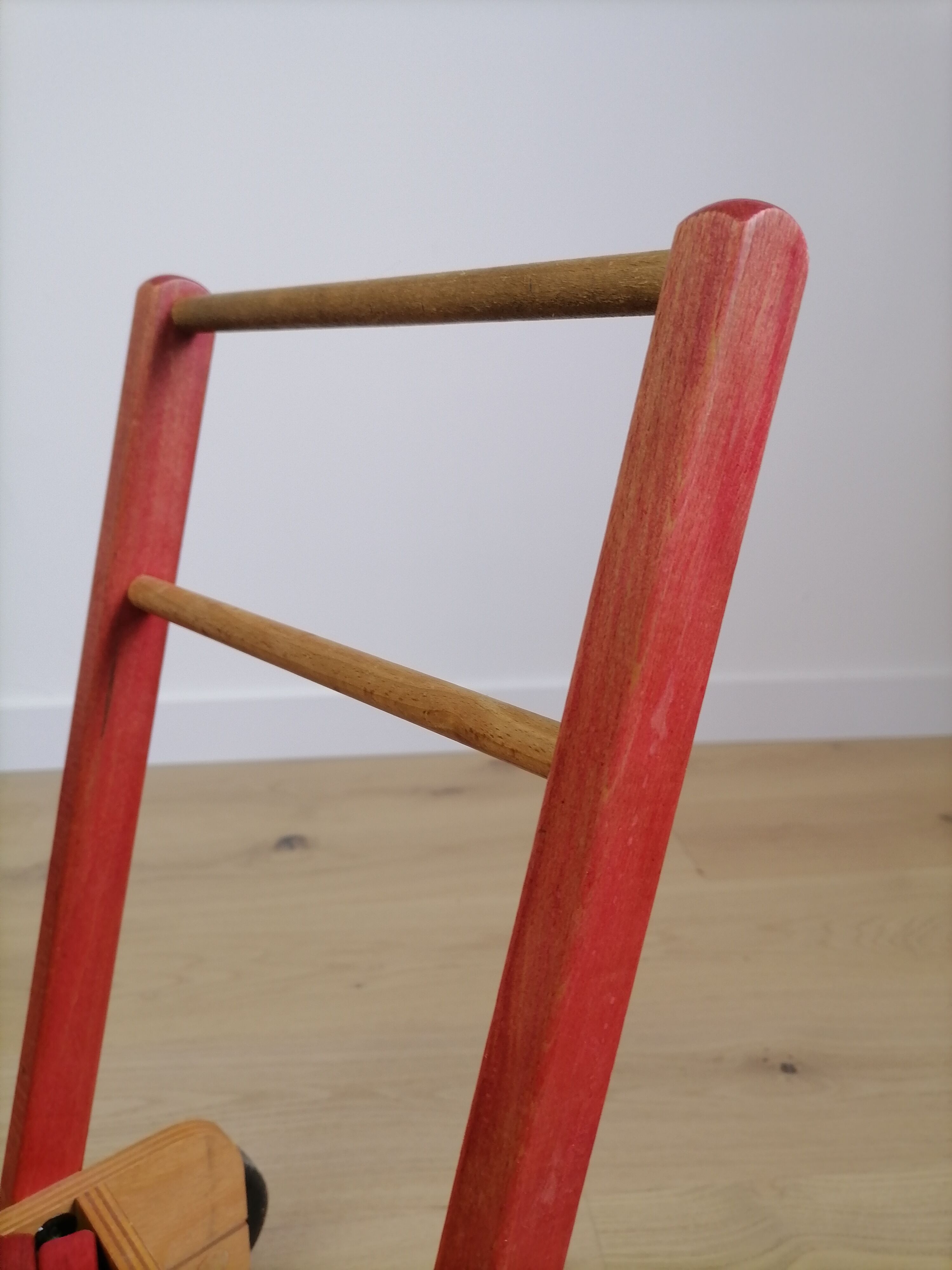 Walking trolley with wooden toy tray