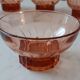 Set of 9 glasses of pink art deco glass champagne