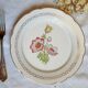 Flat earthenware plates with gilded edges